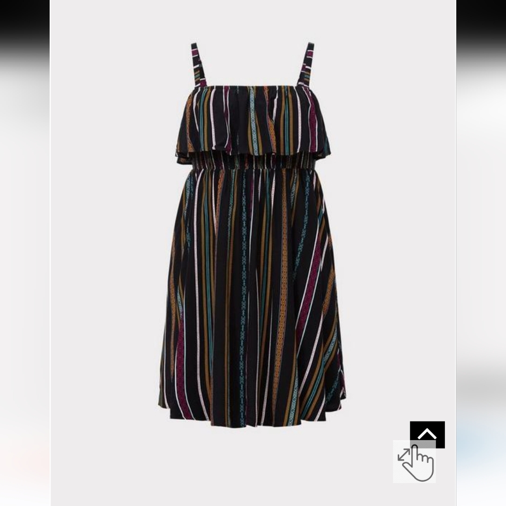 Torrid Black & Multi Stripe Challis Skater Dress  Size 2 NWOT